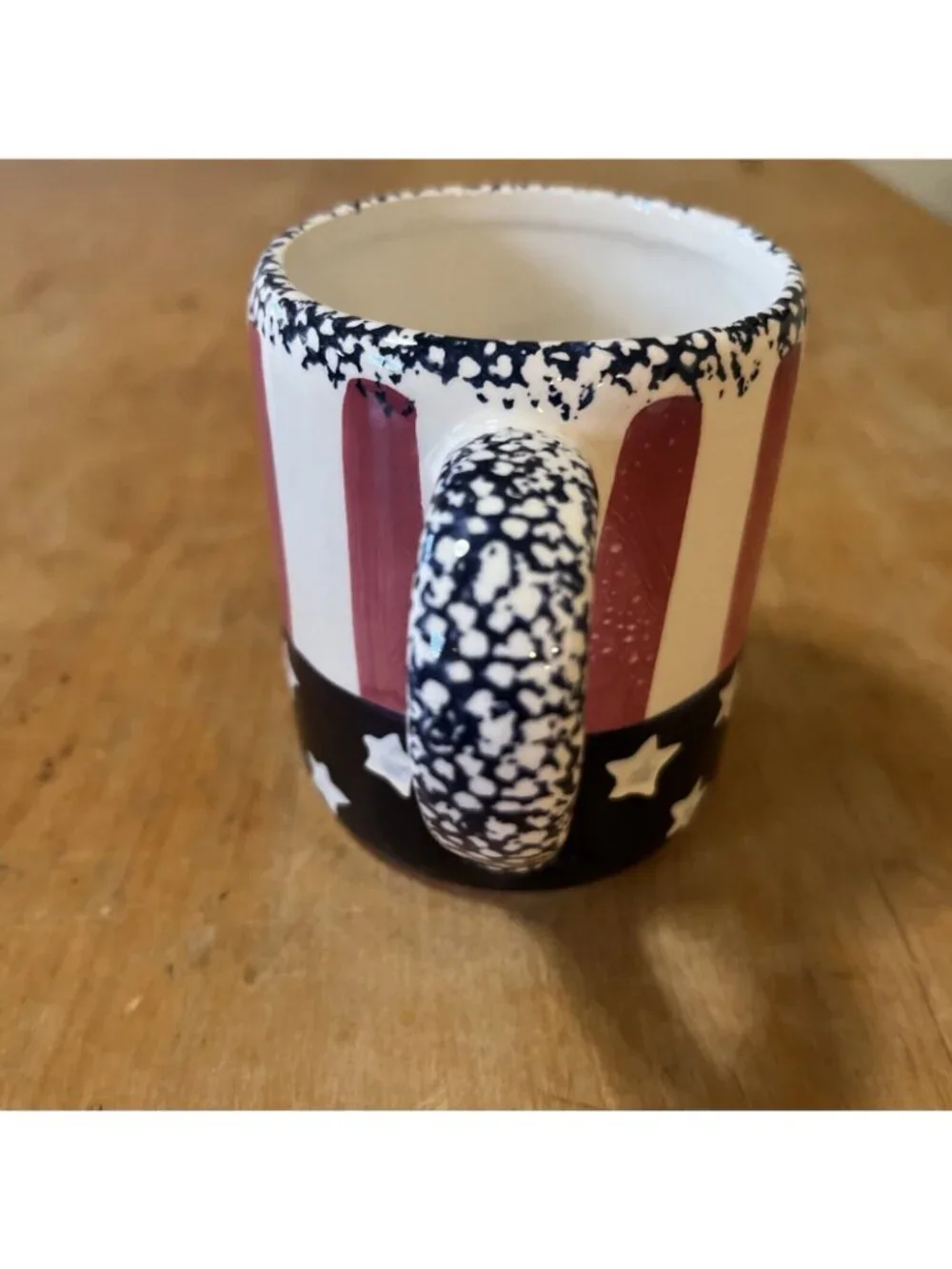 Set Of 2 American Flag Hand Painted Mugs VTG Terry's village China 10oz 3